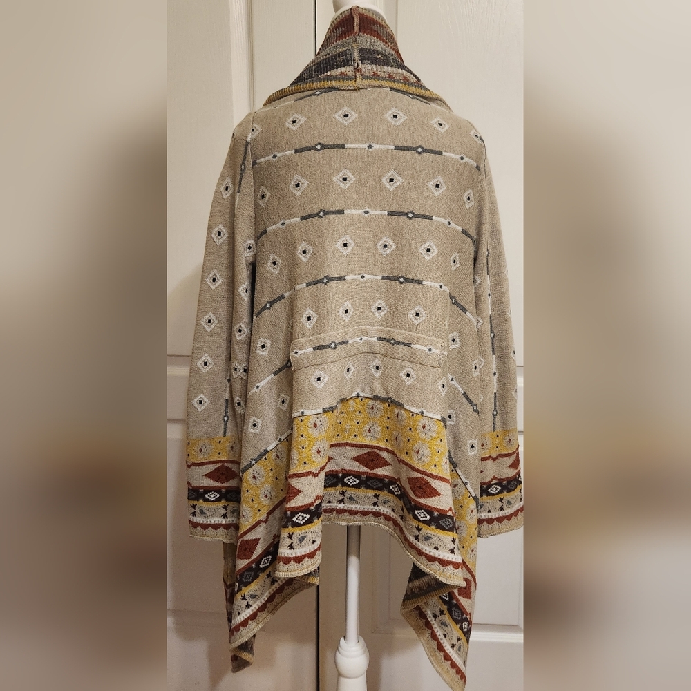 FreeDay Multicolor Patterned Open Front Sweater - image 4